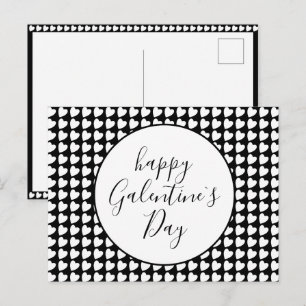 Postal Festiva Feliz día de Galentine Negro Blanco Patrón de Cora