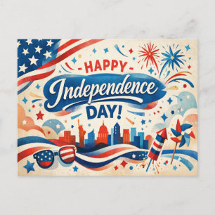 Postal Festiva Feliz Día de la Independencia Americana