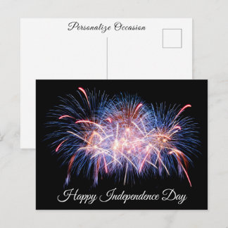 Postal Festiva Feliz Día de la Independencia Despliegue de Fuegos