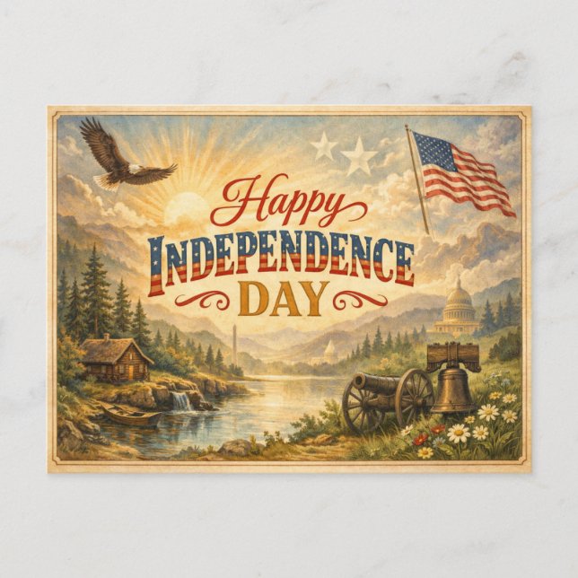 Postal Festiva Feliz Día de la Independencia Transcendental Ameri (Anverso)