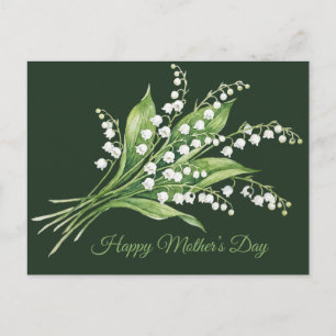 Postal Festiva Feliz Día de la Madre. Flores de lirios del valle.
