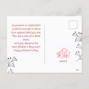 Postal Festiva Feliz día de la madre, simple foto de madre y bebé