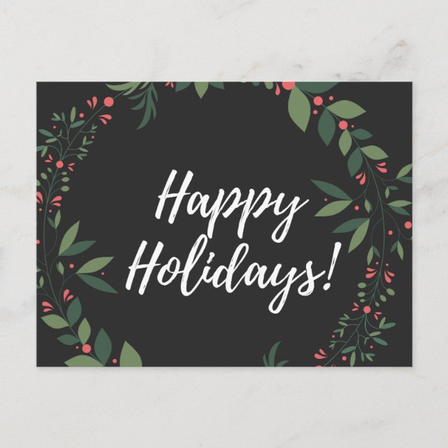 Postal Festiva Feliz Día de los Navidades Wreath (Anverso)