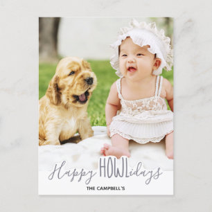 Postal Festiva Feliz Día de Oro, Mascota de Perro Gris Plateado