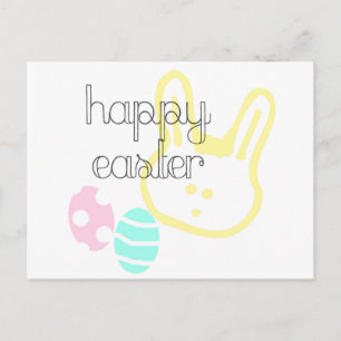 Postal Festiva feliz día de pascua huevos pastel conejo