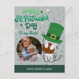 Postal Festiva Feliz Día de Patrick, Shamrock Cute Bestie Photo