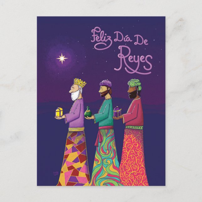 Postal Festiva Feliz Día de Reyes / Feliz Día de los Tres Reyes (Anverso)
