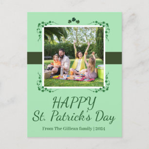 Postal Festiva Feliz Día de San Marcos Familia Shamrock Una foto