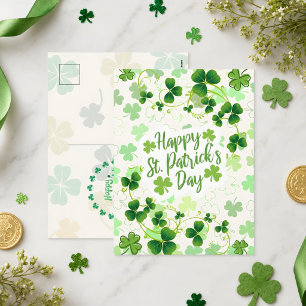 Postal Festiva Feliz día de San Patricio Bendiciones Irlandesas