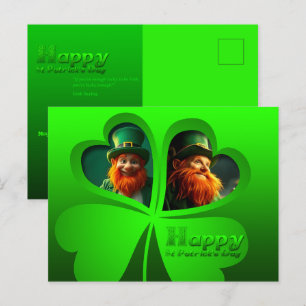 Postal Festiva Feliz Día de San Patricio Leprechaun Añadir Foto P