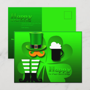 Postal Festiva Feliz Día de San Patricio Leprechaun Añadir Foto P