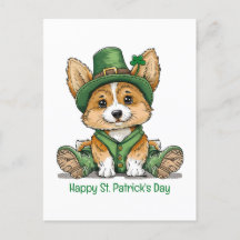 Feliz Día de San Patricio Perro Corgi