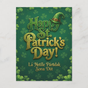 Postal Festiva Feliz día de San Patricio sombrero celta irlandés