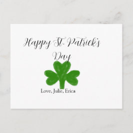 Postal Festiva Feliz día de San Patricio trébol verde nombre
