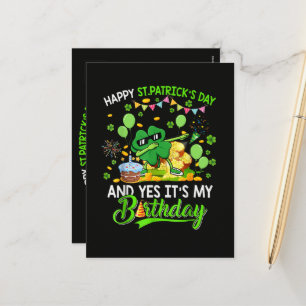 Postal Festiva Feliz día de San Patricio y trébol de cumpleaños