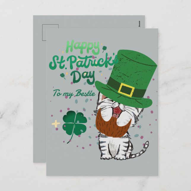 Postal Festiva Feliz Día de San Patrick. (Anverso / Reverso)