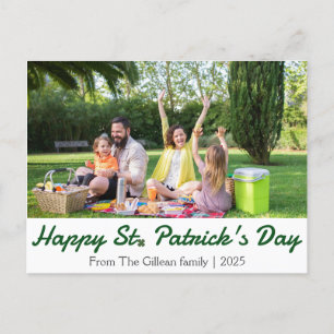 Postal Festiva Feliz Día de San Patrick, familia Shamrock 1 foto