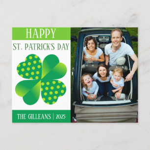 Postal Festiva Feliz Día de San Patrick, familia Shamrock 1 foto