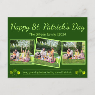 Postal Festiva Feliz Día de San Patrick Familia Shamrock 3 foto