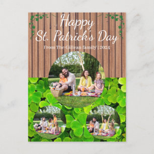 Postal Festiva Feliz Día de San Patrick Familia Shamrock 3 foto