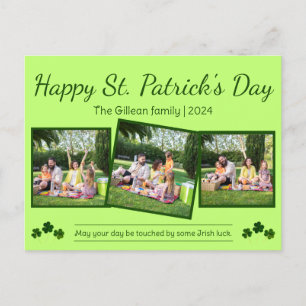 Postal Festiva Feliz Día de San Patrick Familia Shamrock 3 foto