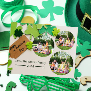 Postal Festiva Feliz Día de San Patrick Familia Shamrock 3 foto