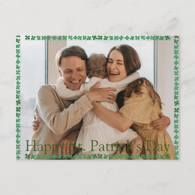 Postal Festiva Feliz Día de San Patrick, foto de la familia Shamr (Anverso)