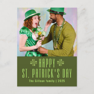 Postal Festiva Feliz Día de San Patrick, foto de la familia Shamr