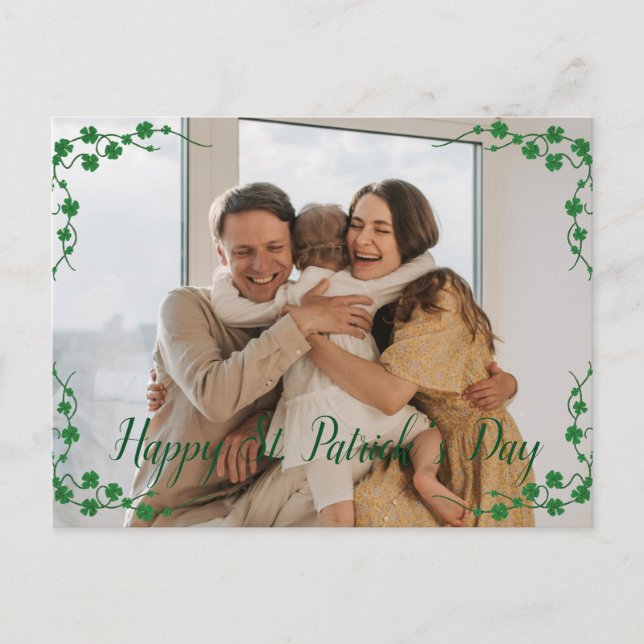 Postal Festiva Feliz Día de San Patrick, foto de la familia Shamr (Anverso)