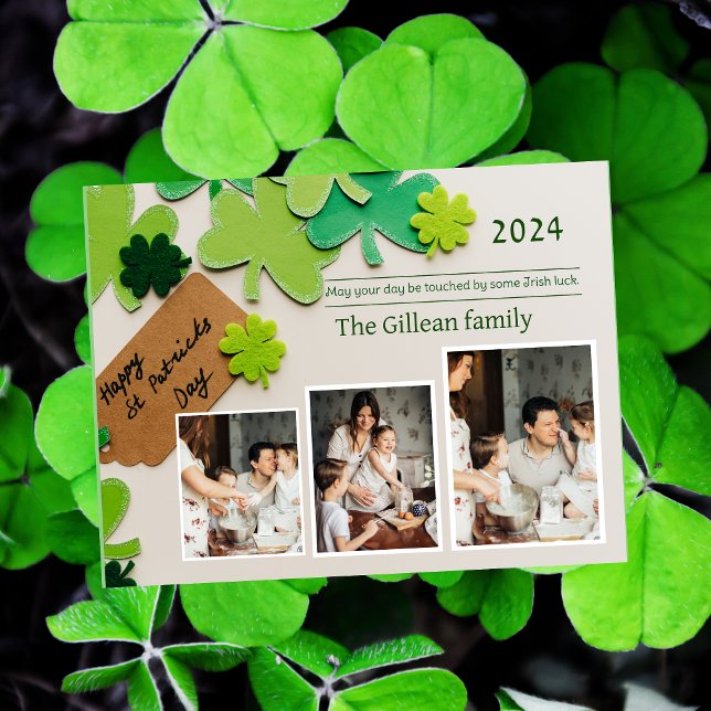 Postal Festiva Feliz Día de San Patrick, foto de la familia Shamr (Subido por el creador)