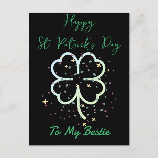 Postal Festiva Feliz Día de San Patrick Lucky Shamrock Simple (Anverso)