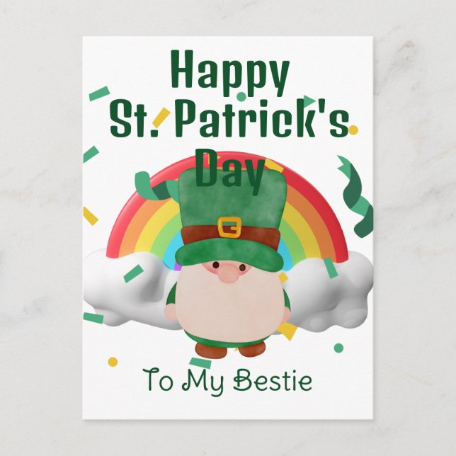 Postal Festiva Feliz Día de San Patrick Lucky Shamrock Simple (Anverso)