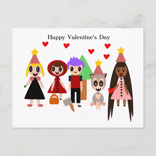 Postal Festiva Feliz Día de San Valentín (Anverso)