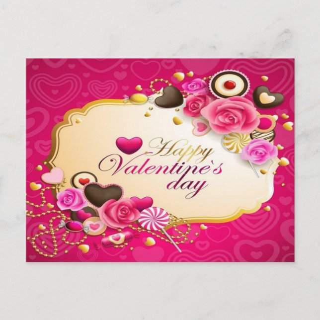 Postal Festiva feliz día de San Valentín (Anverso)