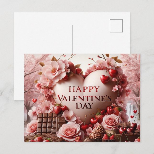 Postal Festiva Feliz Día de San Valentín (Anverso / Reverso)
