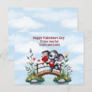 Postal Festiva Feliz Día de San Valentín a los elefantes Oídos y 