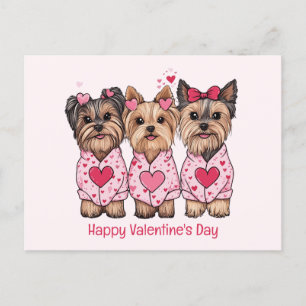 Postal Festiva Feliz Día de San Valentín a los perros yorkie