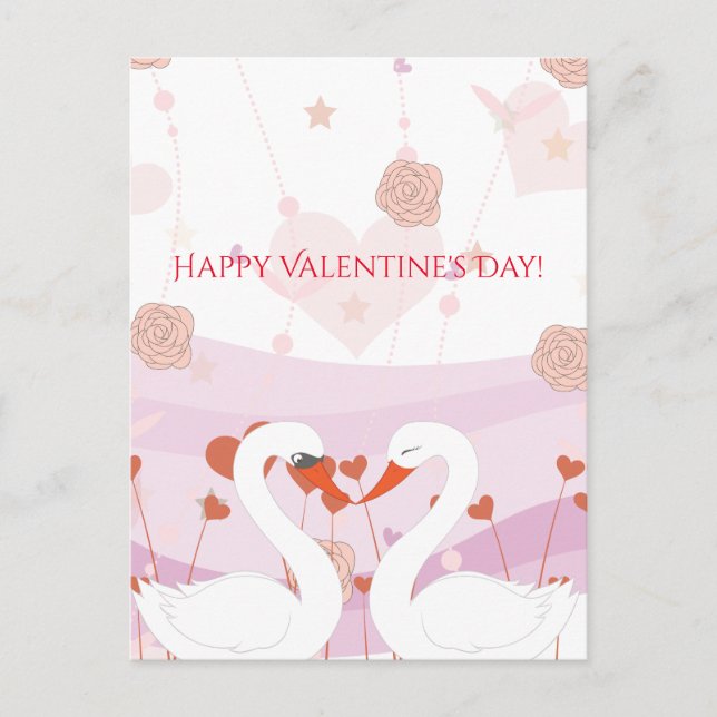 Postal Festiva Feliz Día de San Valentín a Rosas románticos de ci (Anverso)