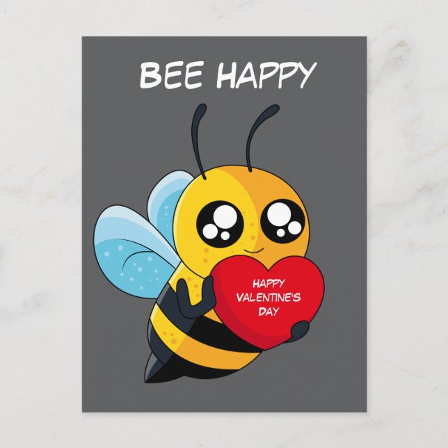 Postal Festiva Feliz día de San Valentín abeja (Anverso)