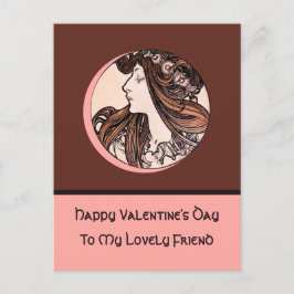Postal Festiva Feliz Día de San Valentín adorable amigo Mucha Ros