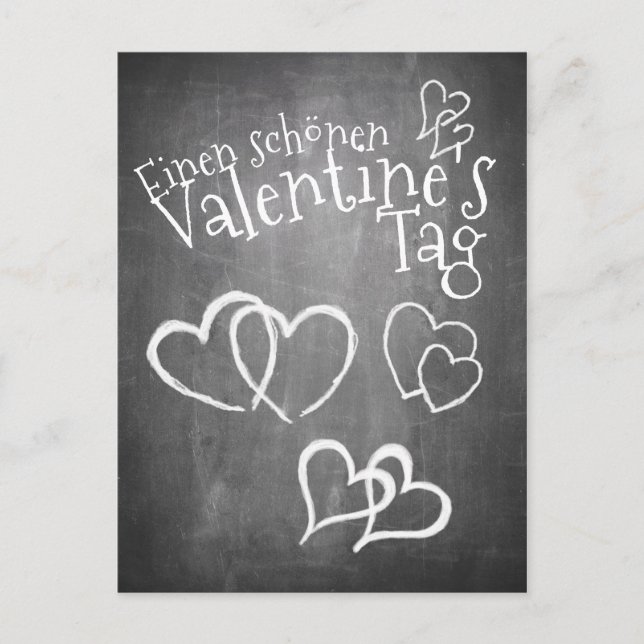 Postal Festiva Feliz día de San Valentín auf einer Kreidetafel (Anverso)