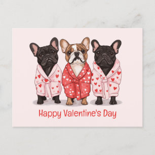 Postal Festiva Feliz Día de San Valentín Bulldog francés