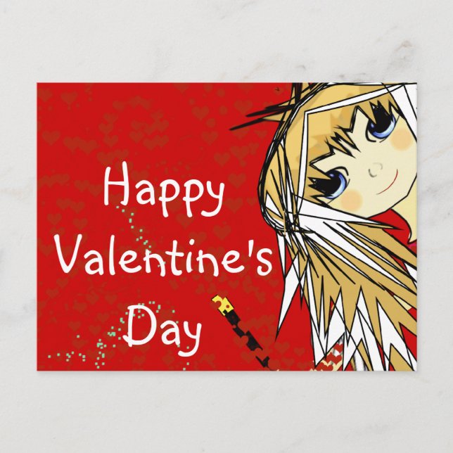 Postal Festiva Feliz Día de San Valentín - Chica amable (Anverso)