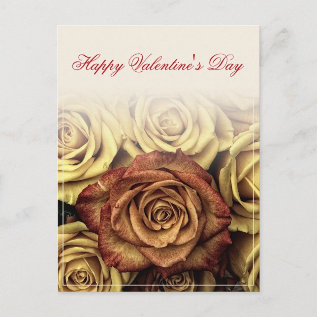 Postal Festiva Feliz Día de San Valentín con Rosenbouquet amarill (Anverso)
