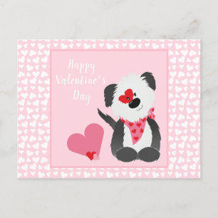 Postal Festiva Feliz Día de San Valentín Corazones de cachorro ro
