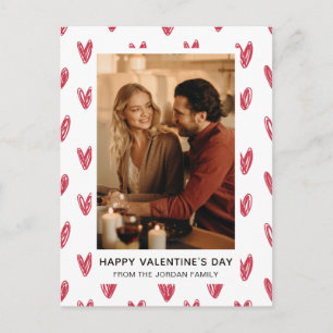 Postal Festiva Feliz día de San Valentín Corazones Rojos Elegante