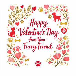 Postal Festiva Feliz día de San Valentín de tu amigo peludo 