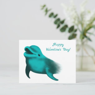 Postal Festiva Feliz día de San Valentín - Delfín Afortunado