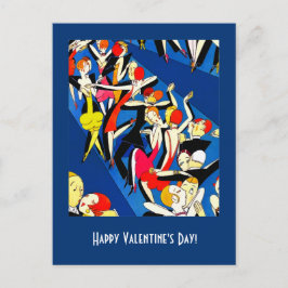 Postal Festiva Feliz Día de San Valentín. Diseño Art Deco