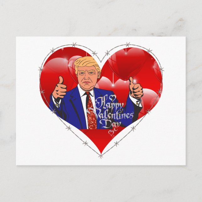 Postal Festiva feliz día de San Valentín donald trump (Anverso)